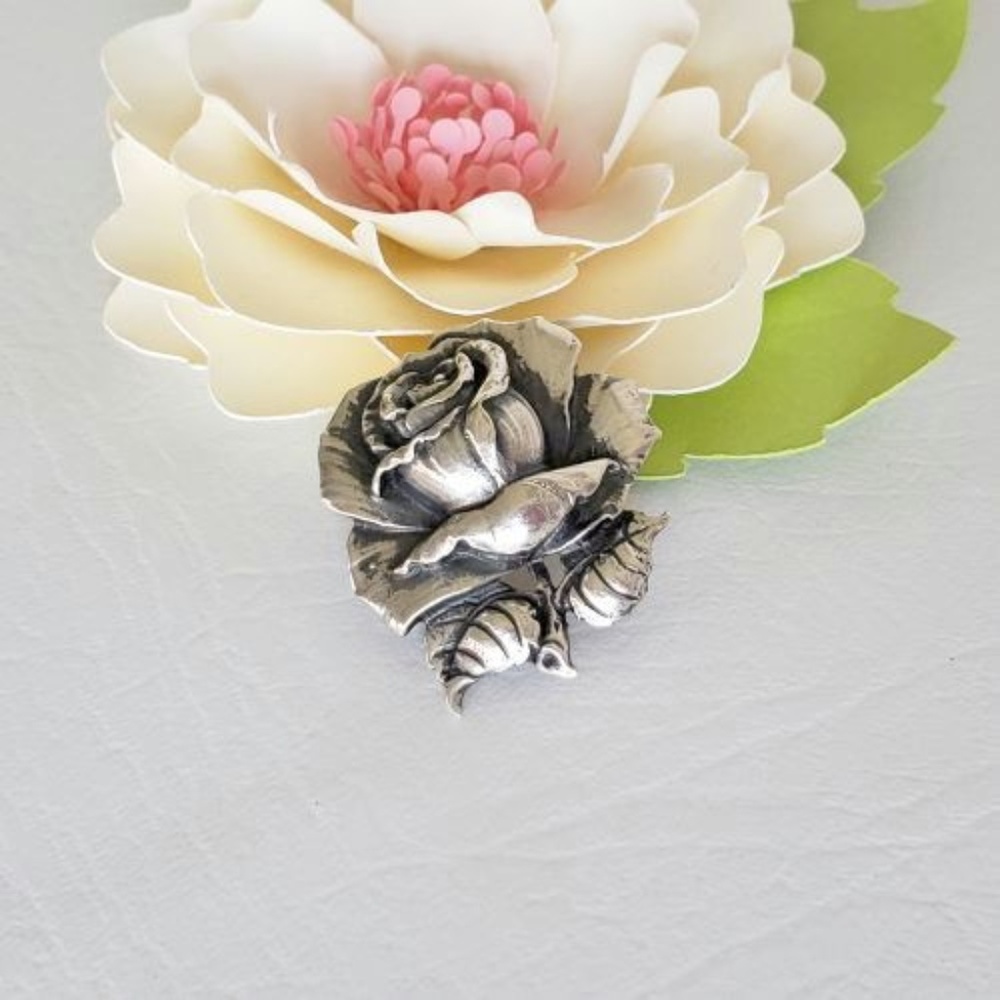 Vintage 40's Cini Rose Brooch Pin